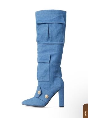 Arqa Blue Knee-High Block Heel Boots